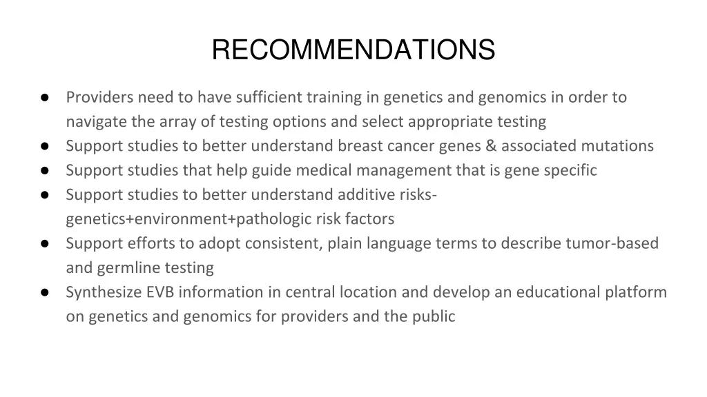 recommendations