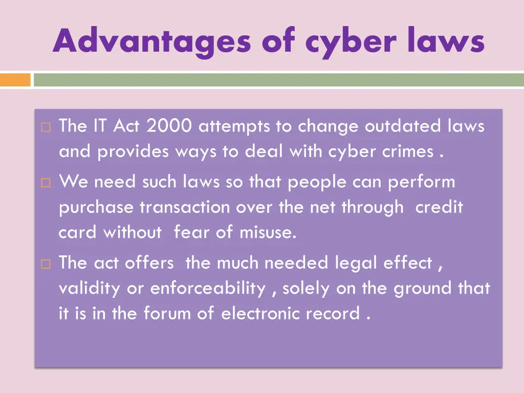 advantages of cyber laws