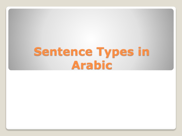 sentence types in arabic