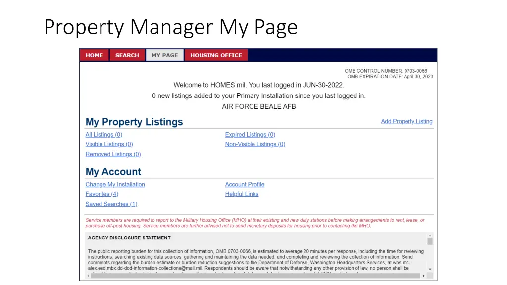 property manager my page