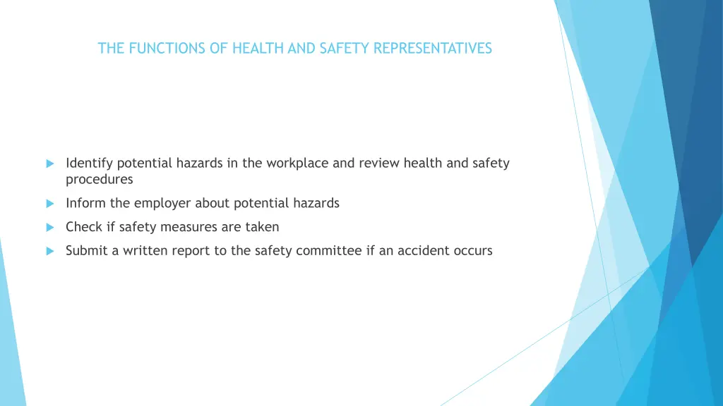 the functions of health and safety representatives