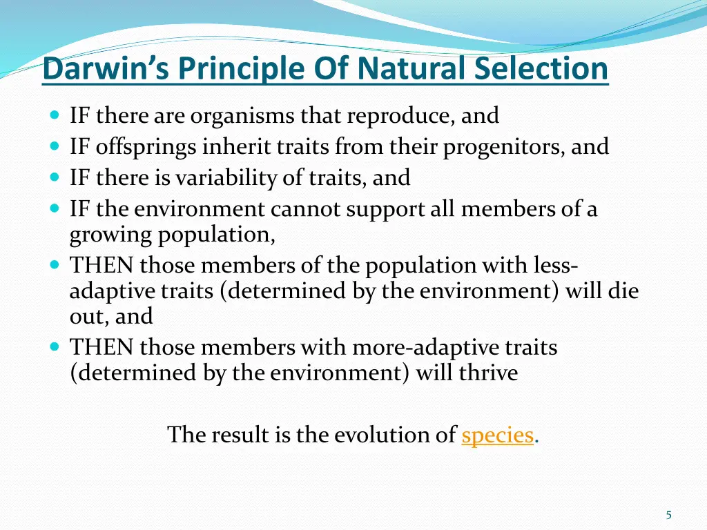 darwin s principle of natural selection