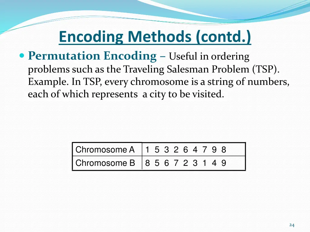 encoding methods contd permutation encoding