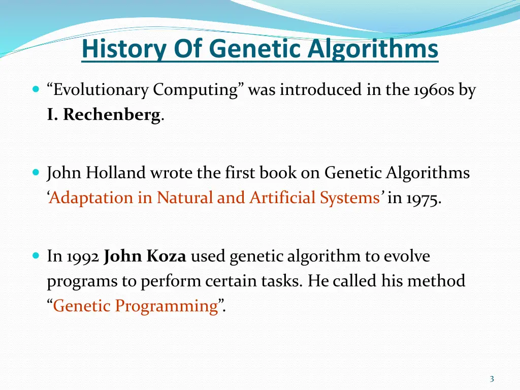 history of genetic algorithms