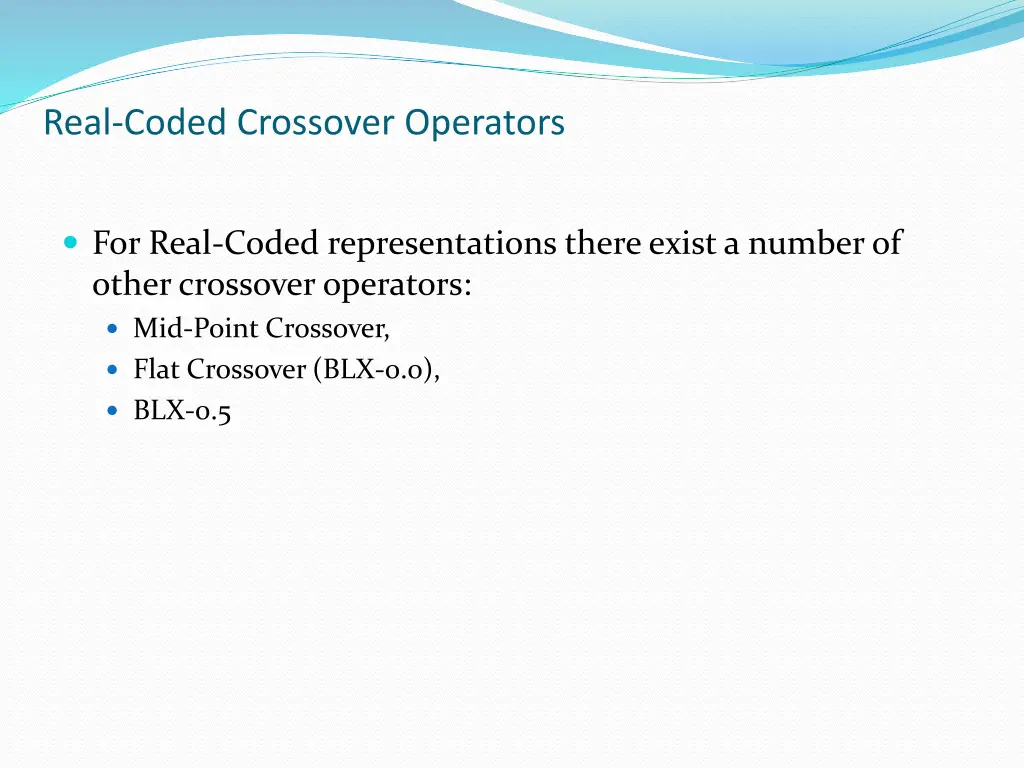 real coded crossover operators