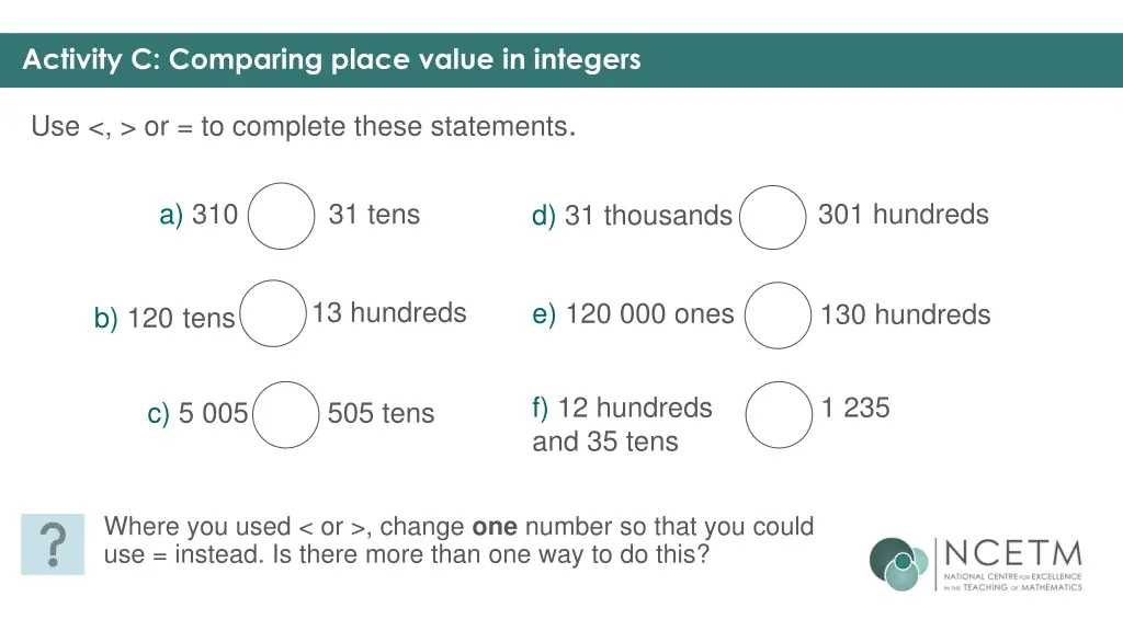 activity c comparing place value in integers