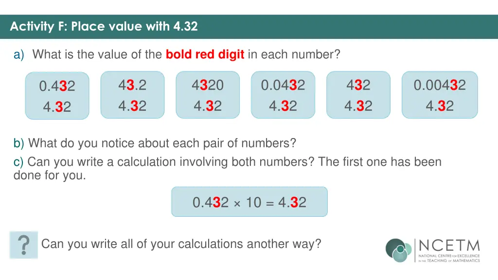 activity f place value with 4 32