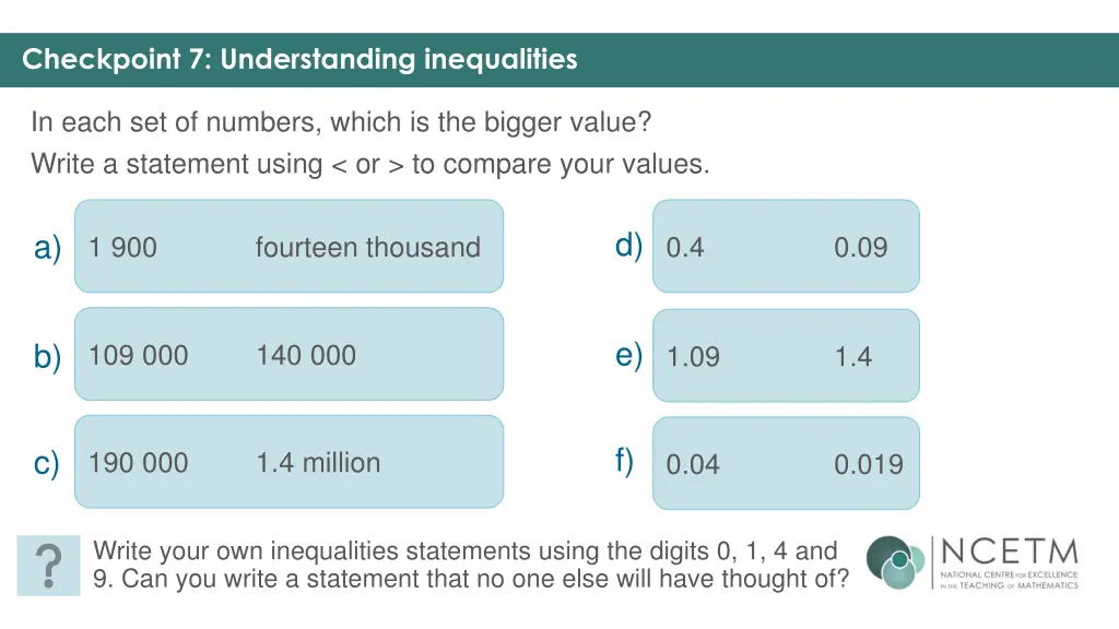 checkpoint 7 understanding inequalities