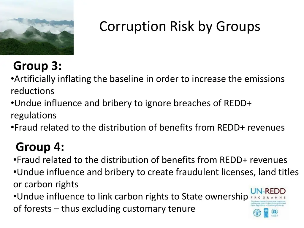 corruption risk by groups 1