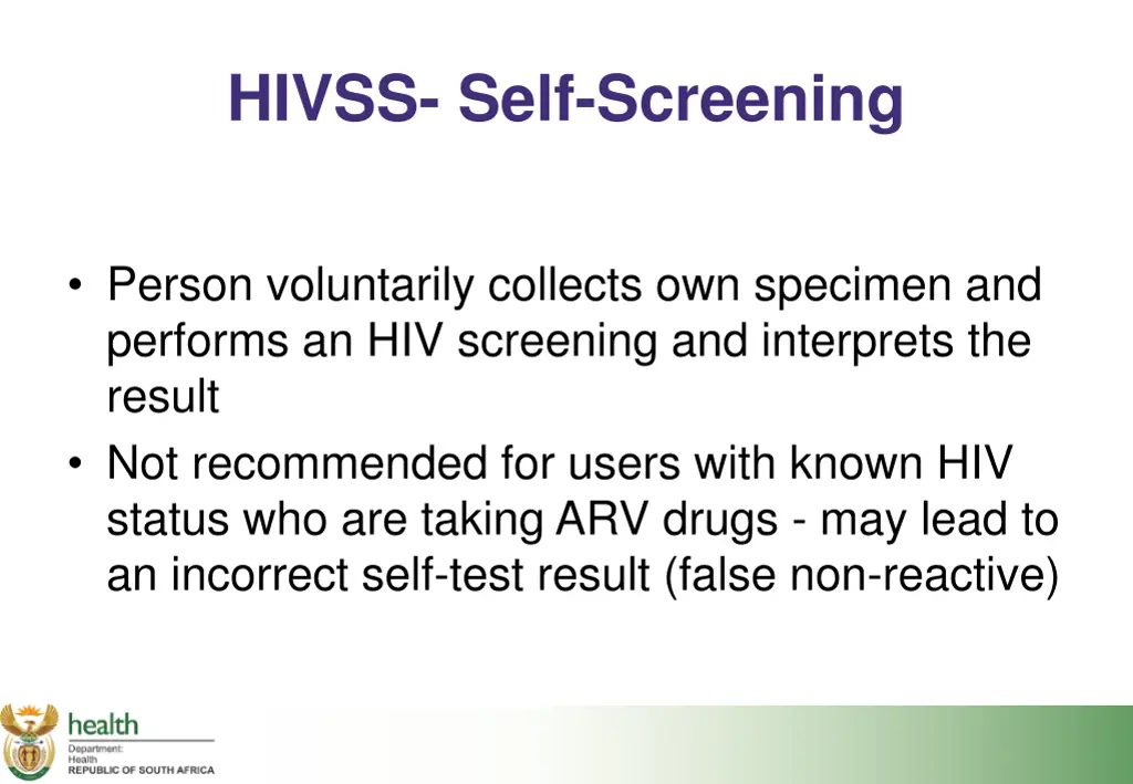 hivss self screening