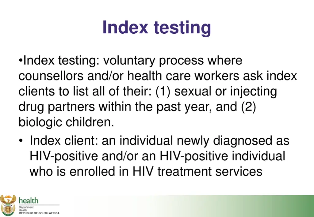 index testing