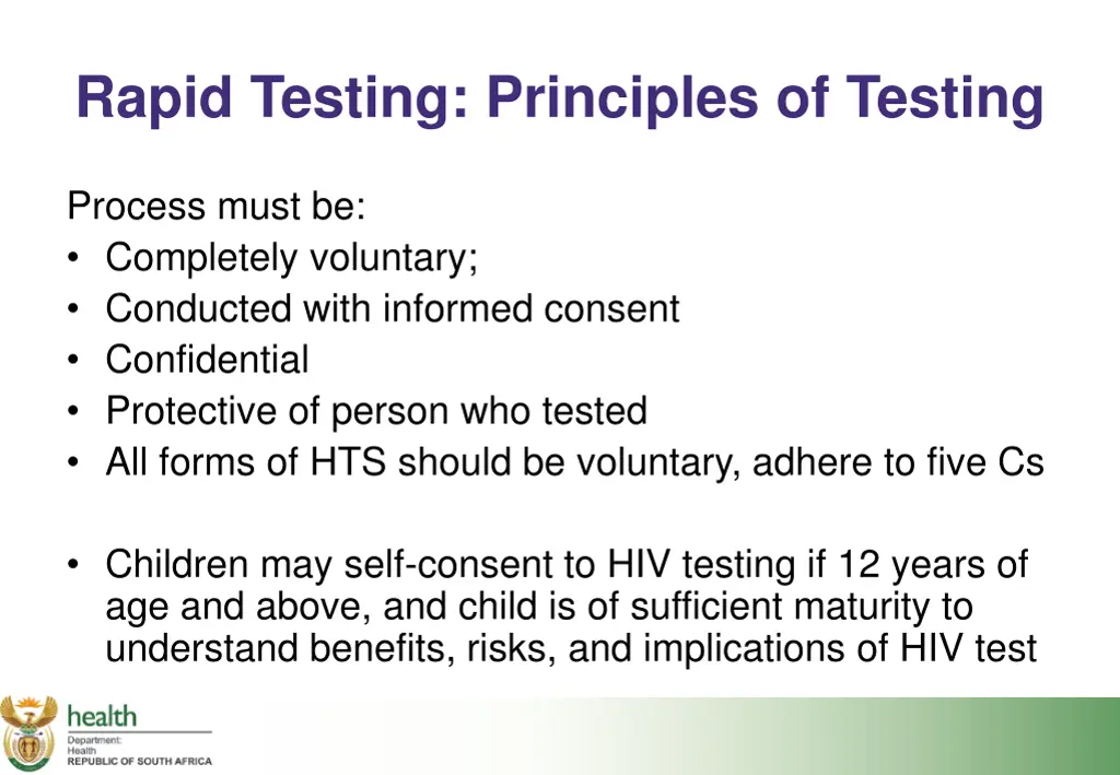 rapid testing principles of testing