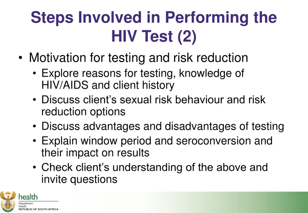 steps involved in performing the hiv test 1