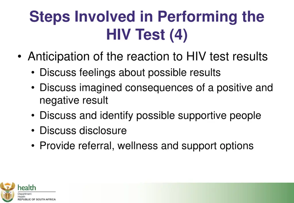 steps involved in performing the hiv test 2