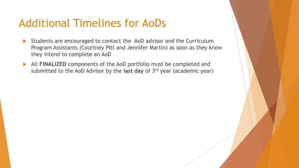 additional timelines for aods