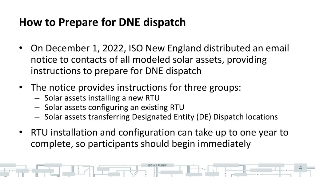 how to prepare for dne dispatch