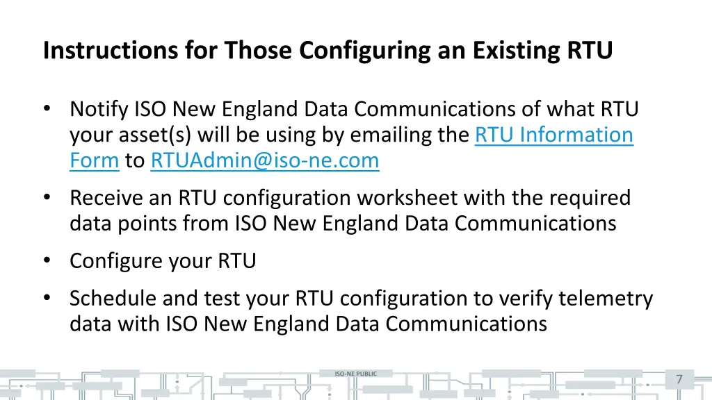 instructions for those configuring an existing rtu