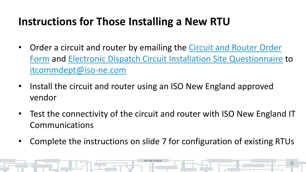 instructions for those installing a new rtu