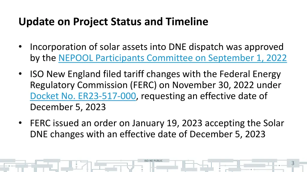 update on project status and timeline