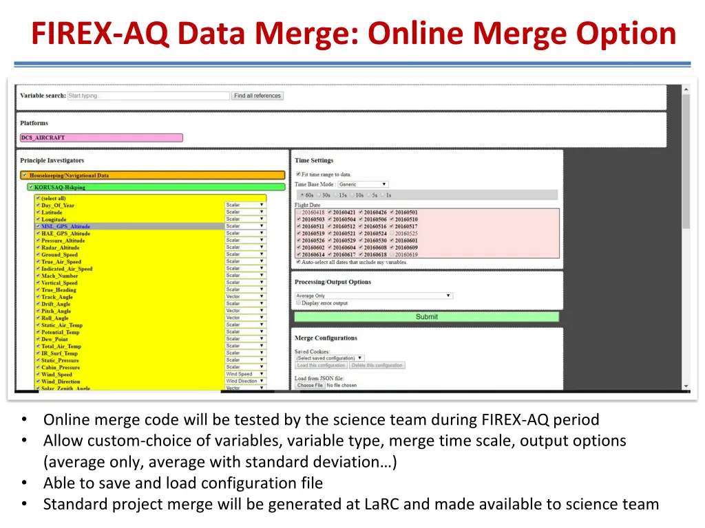 firex aq data merge online merge option