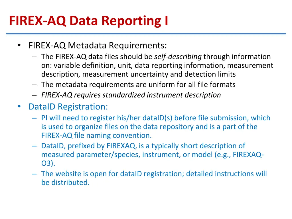 firex aq data reporting i