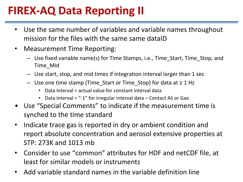 firex aq data reporting ii