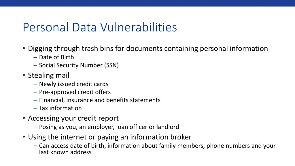 personal data vulnerabilities