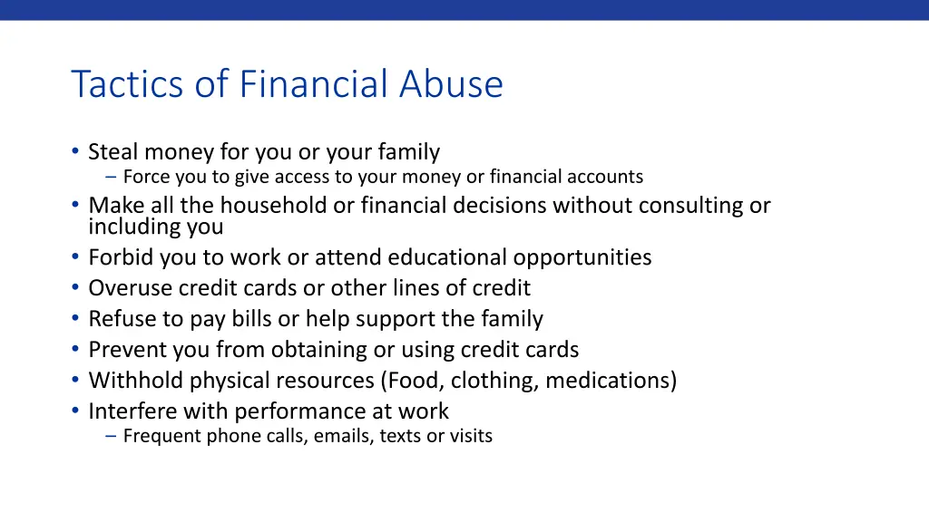 tactics of financial abuse