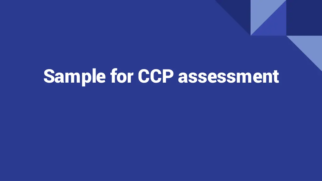 sample for ccp assessment