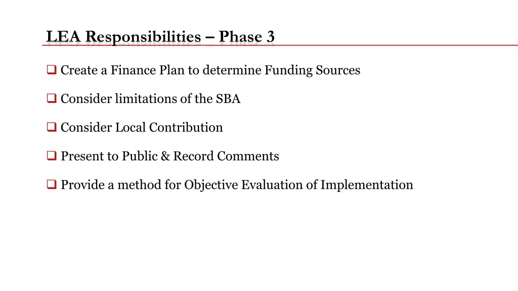 lea responsibilities phase 3