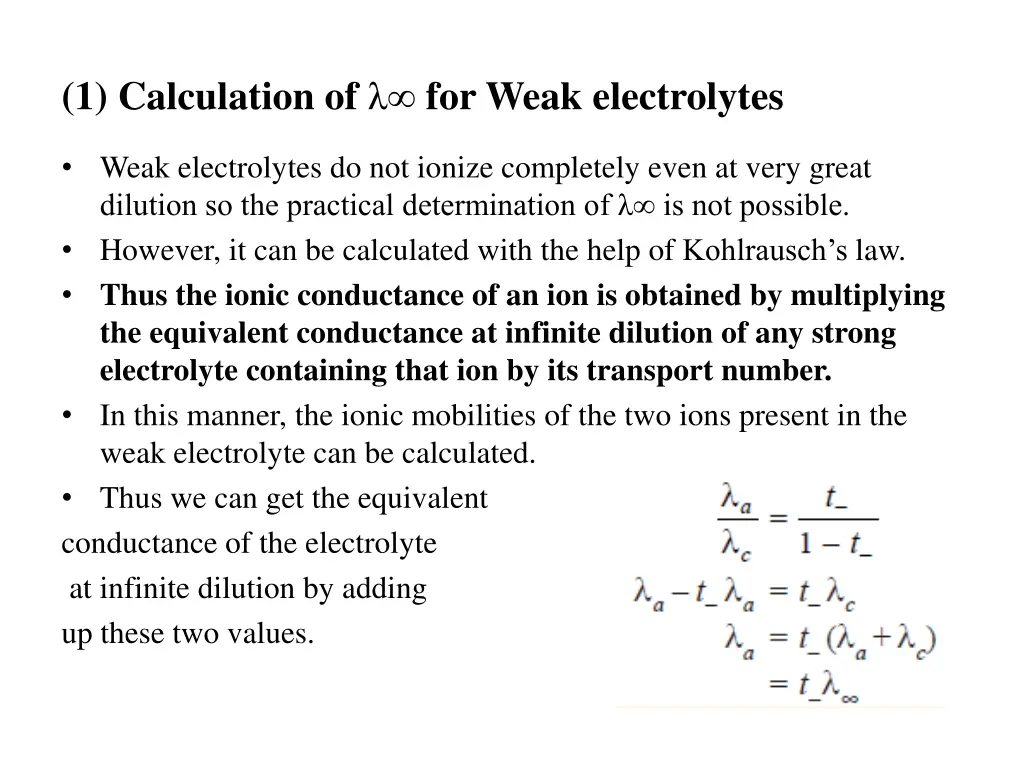 1 calculation of for weak electrolytes