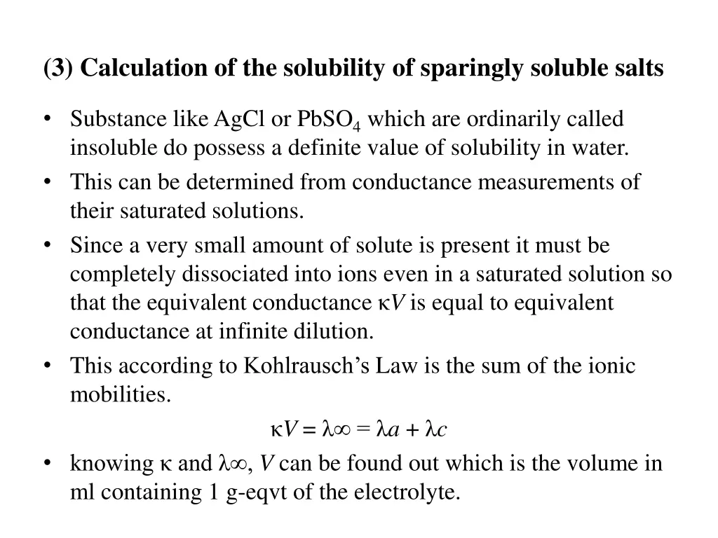 3 calculation of the solubility of sparingly