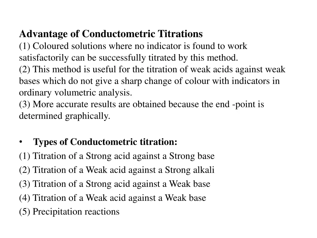 advantage of conductometric titrations 1 coloured