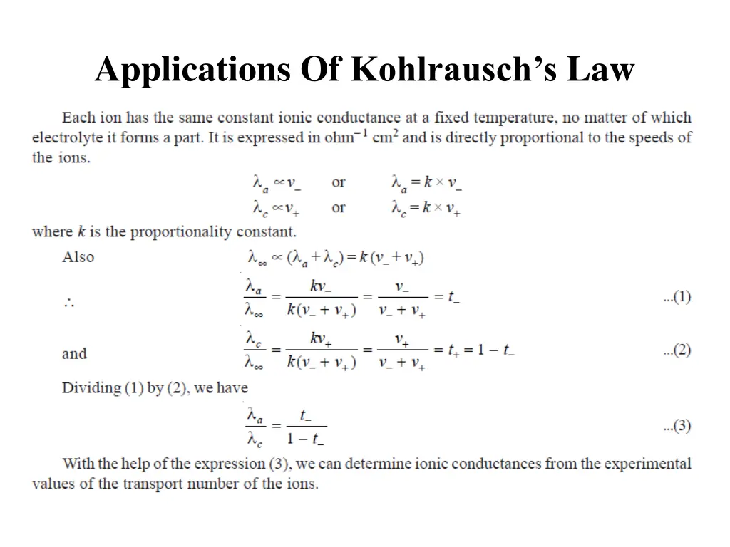 applications of kohlrausch s law