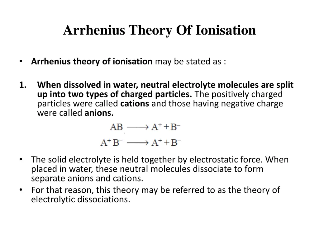 arrhenius theory of ionisation