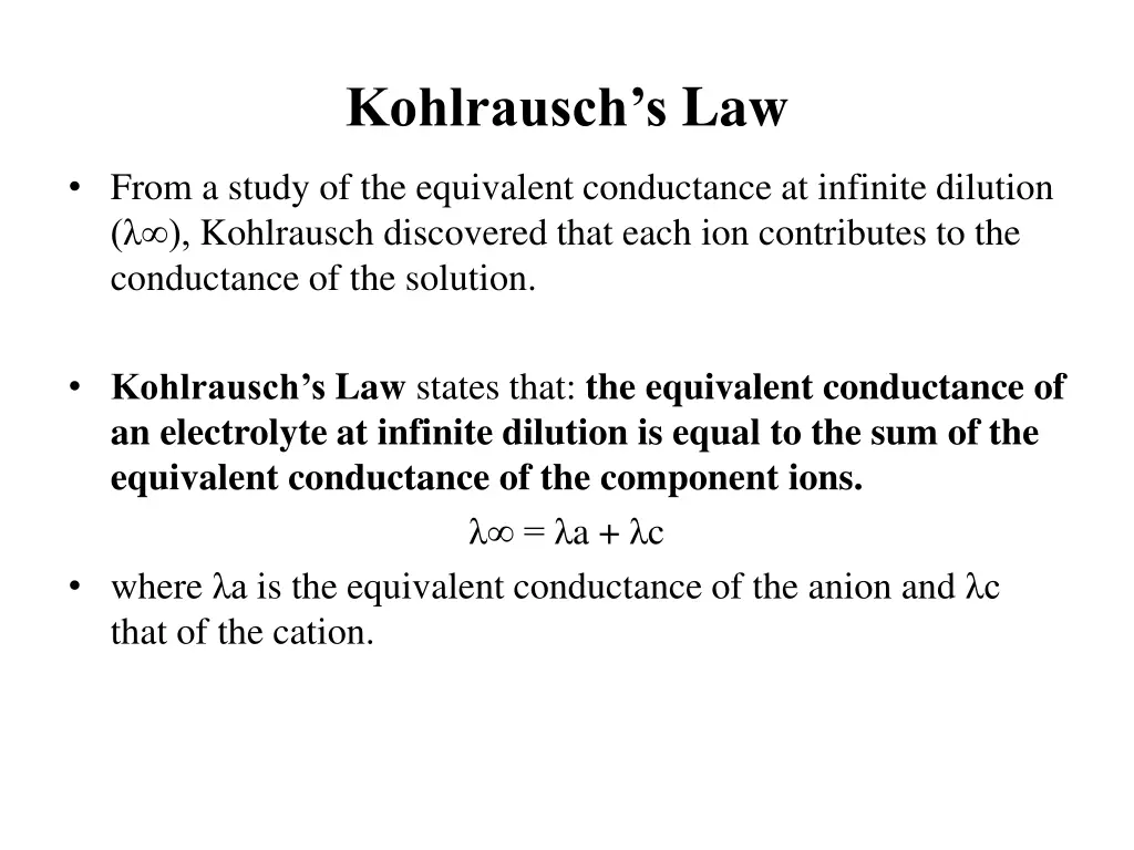 kohlrausch s law