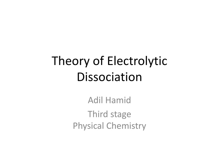 theory of electrolytic dissociation