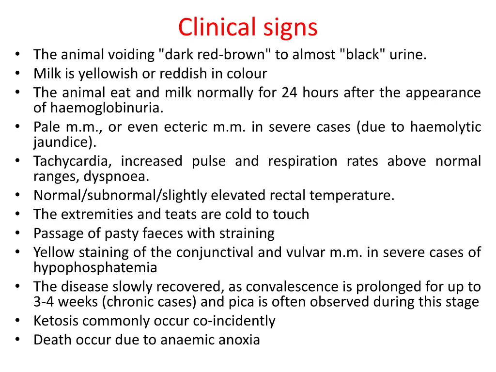 clinical signs