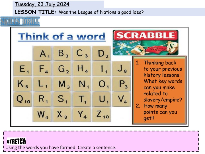 tuesday 23 july 2024 lesson title was the league