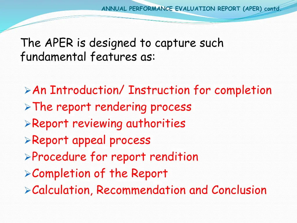 annual performance evaluation report aper contd 1