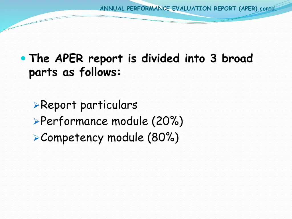 annual performance evaluation report aper contd 2