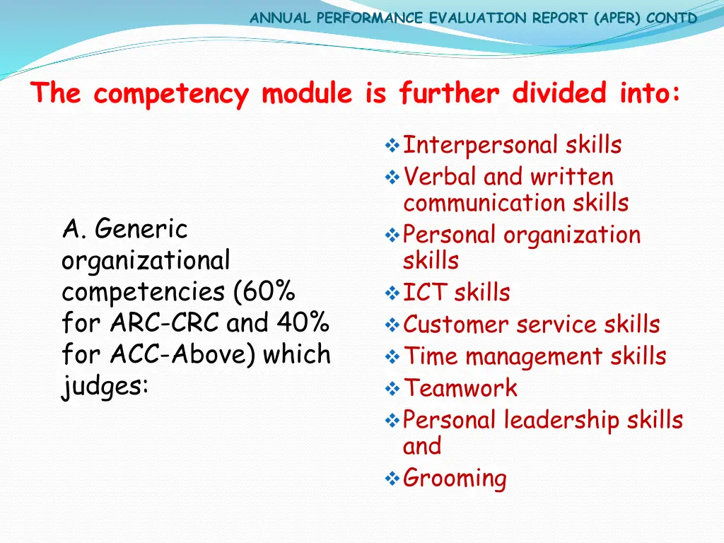 annual performance evaluation report aper contd 3