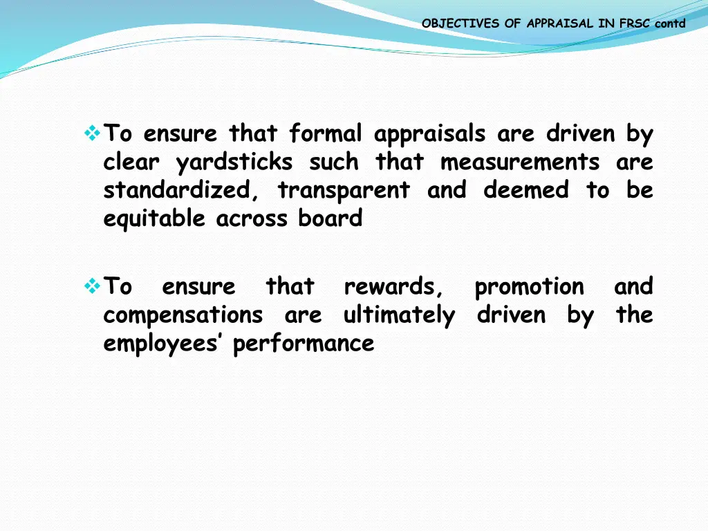 objectives of appraisal in frsc contd 5