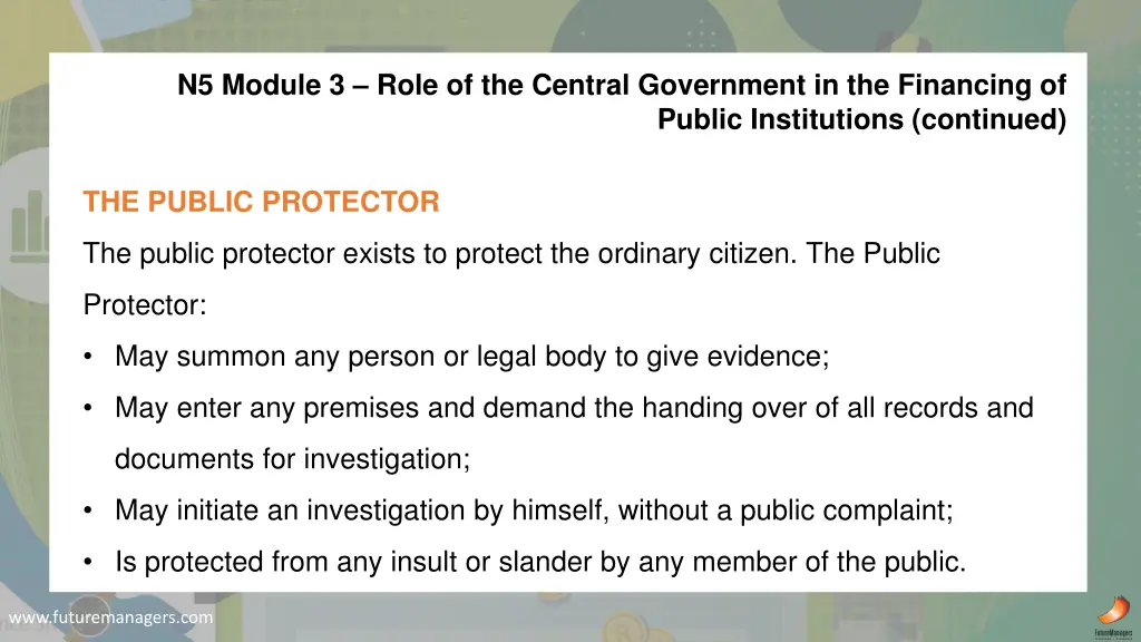 n5 module 3 role of the central government 13