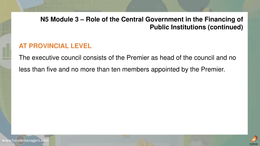 n5 module 3 role of the central government 15