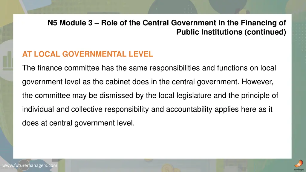 n5 module 3 role of the central government 16