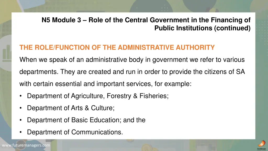 n5 module 3 role of the central government 19