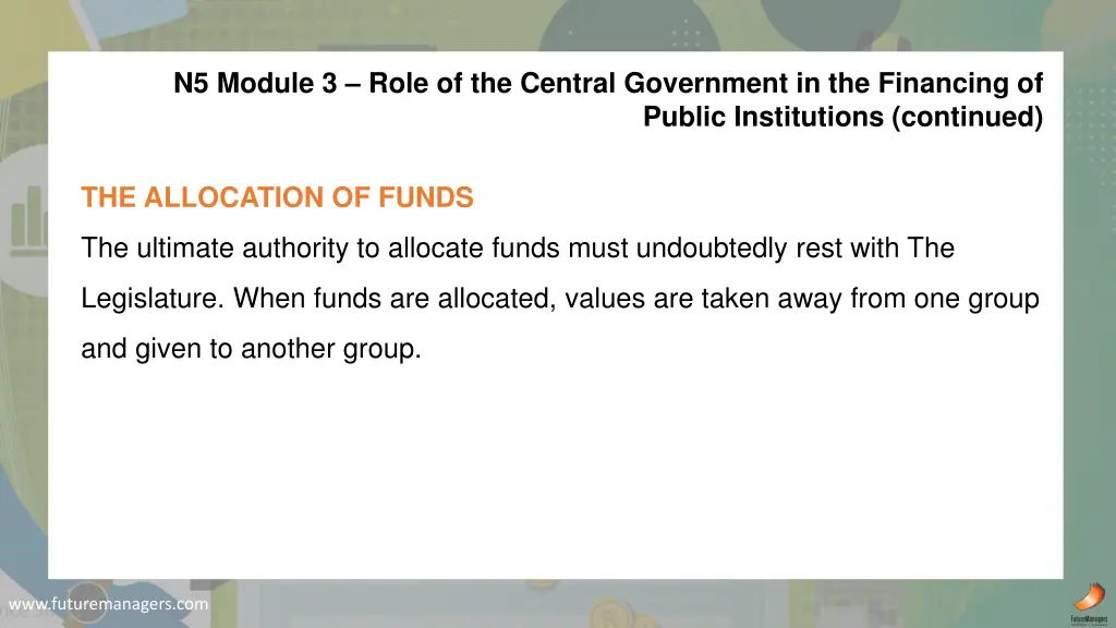 n5 module 3 role of the central government 8