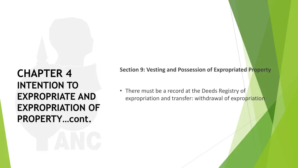 section 9 vesting and possession of expropriated