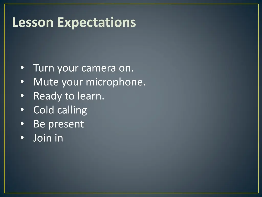 lesson expectations